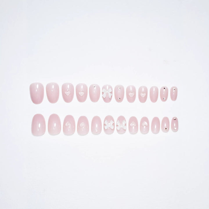 Artistic Press-On Nail Set with Elegant Bow Accents Kalsten