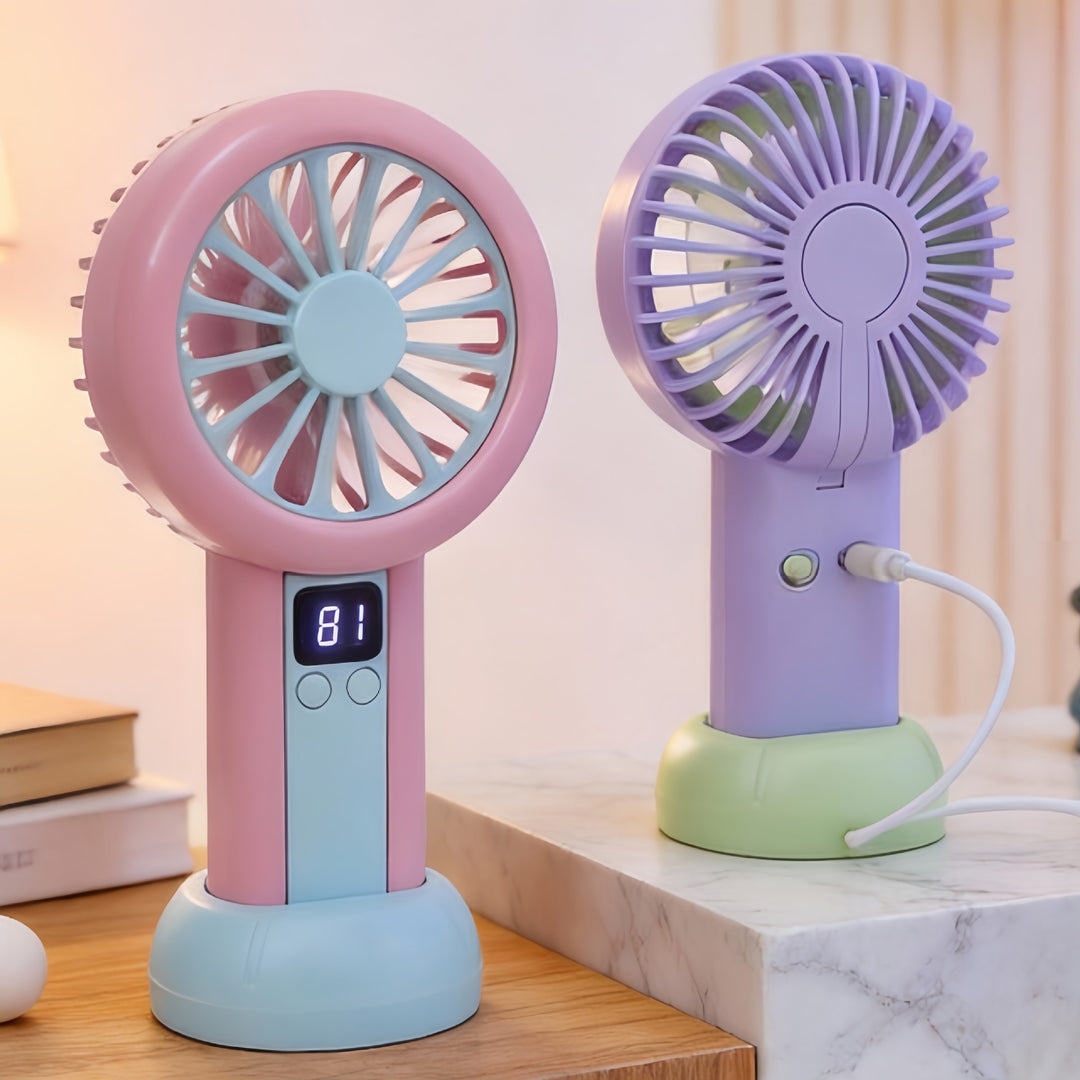 Portable handheld fan with LED display and multiple speed settings Kalsten