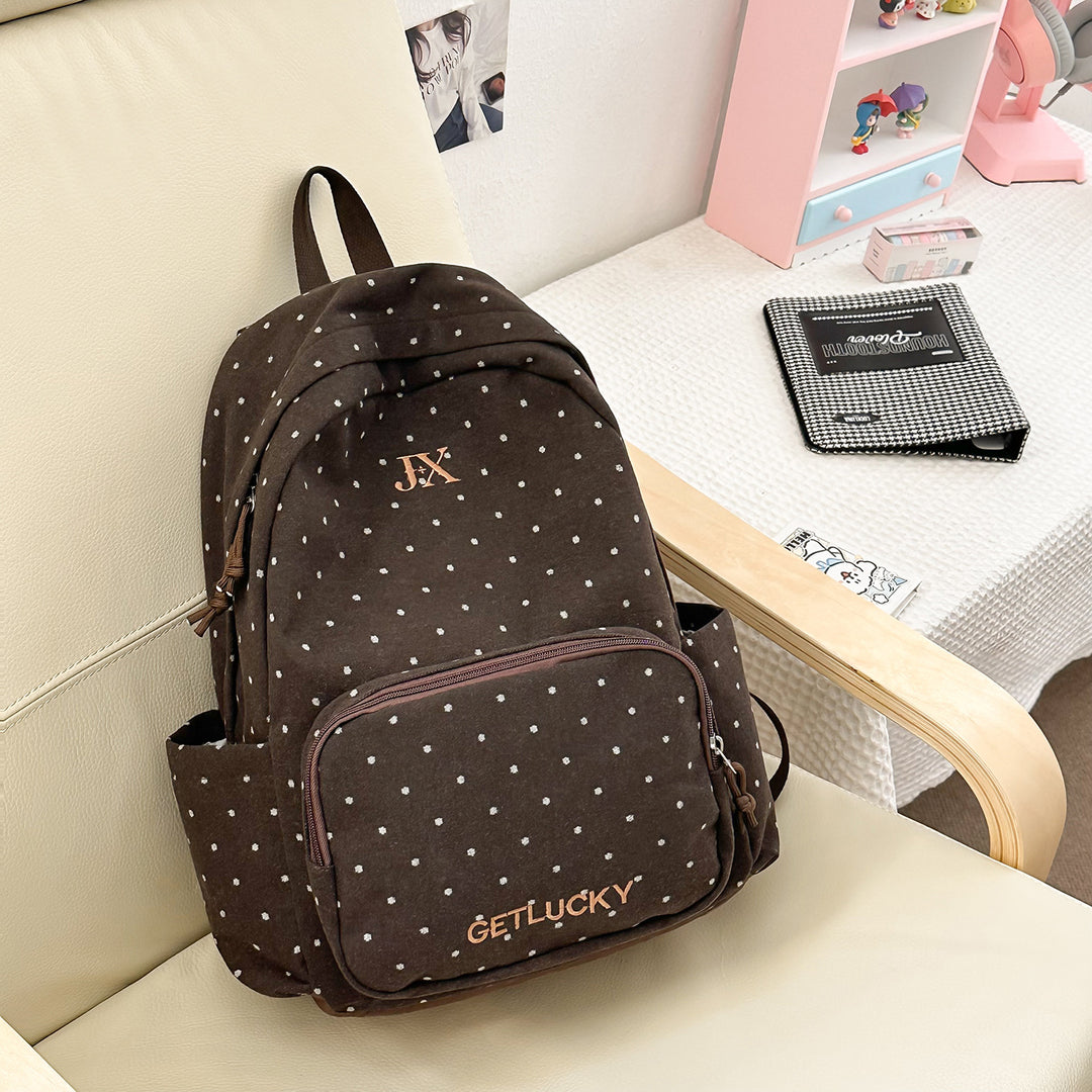Polka Dot Patterned Backpack