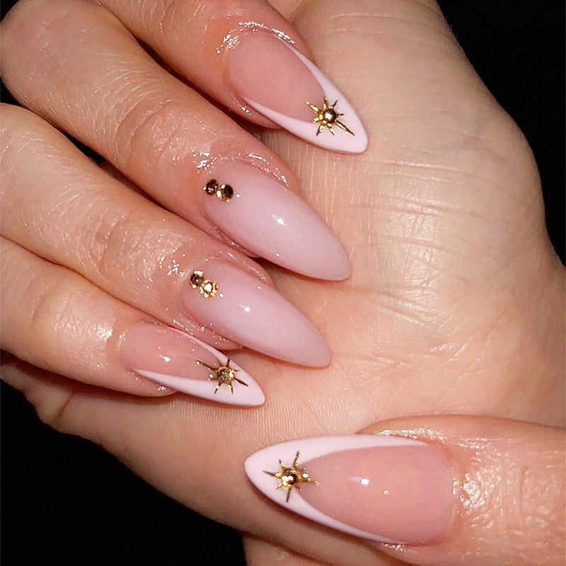 Acrylic nail set with elegant 3D flower accents Kalsten