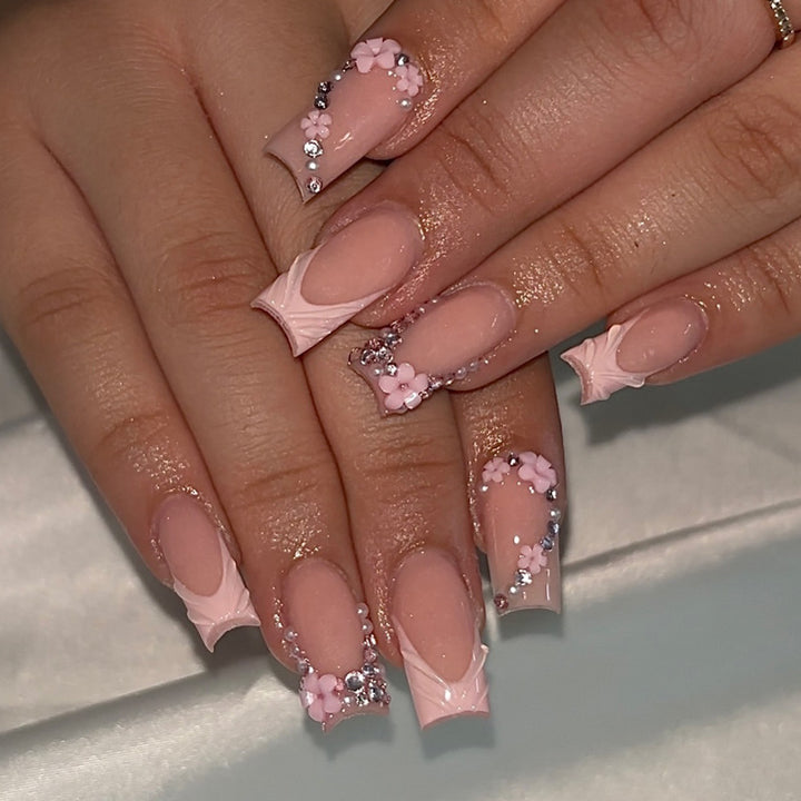 Elegant Floral Acrylic Press-On Nail Set Kalsten