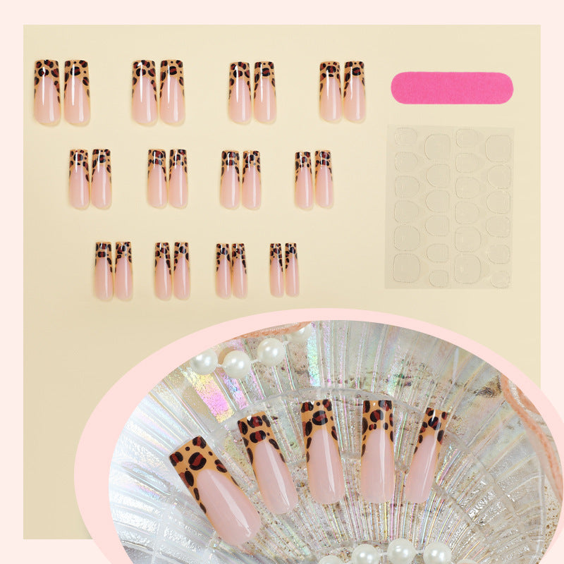 Stylish Press-On Nail Set with Modern Leopard Print Design Kalsten