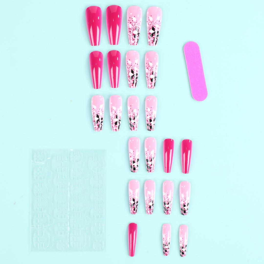 Artificial nails with floral and glittering accent Kalsten
