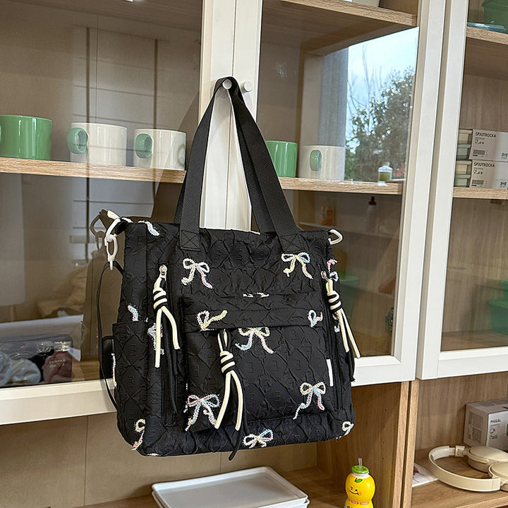 Quilted Bow-Detail Fashion Backpack Kalsten