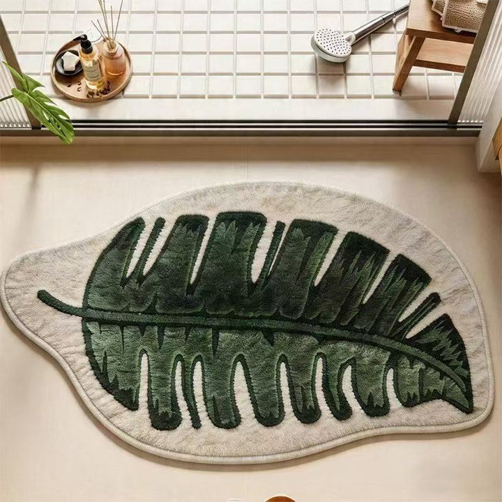 Leaf-Shaped Plush Memory Foam Bath Mat