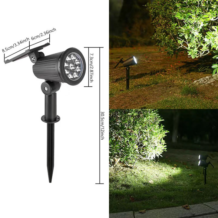 Adjustable Solar LED Garden Spotlight Stake With Swivel Head Integrated Solar Panel And Weatherproof Housing Kalsten