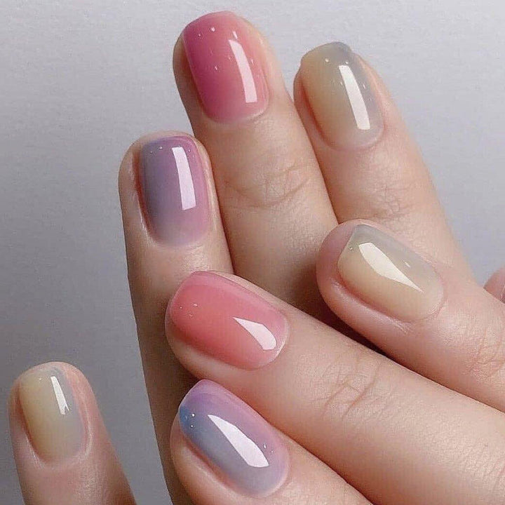 Elegant Artificial Nails with French Manicure and Glitter Effects Kalsten