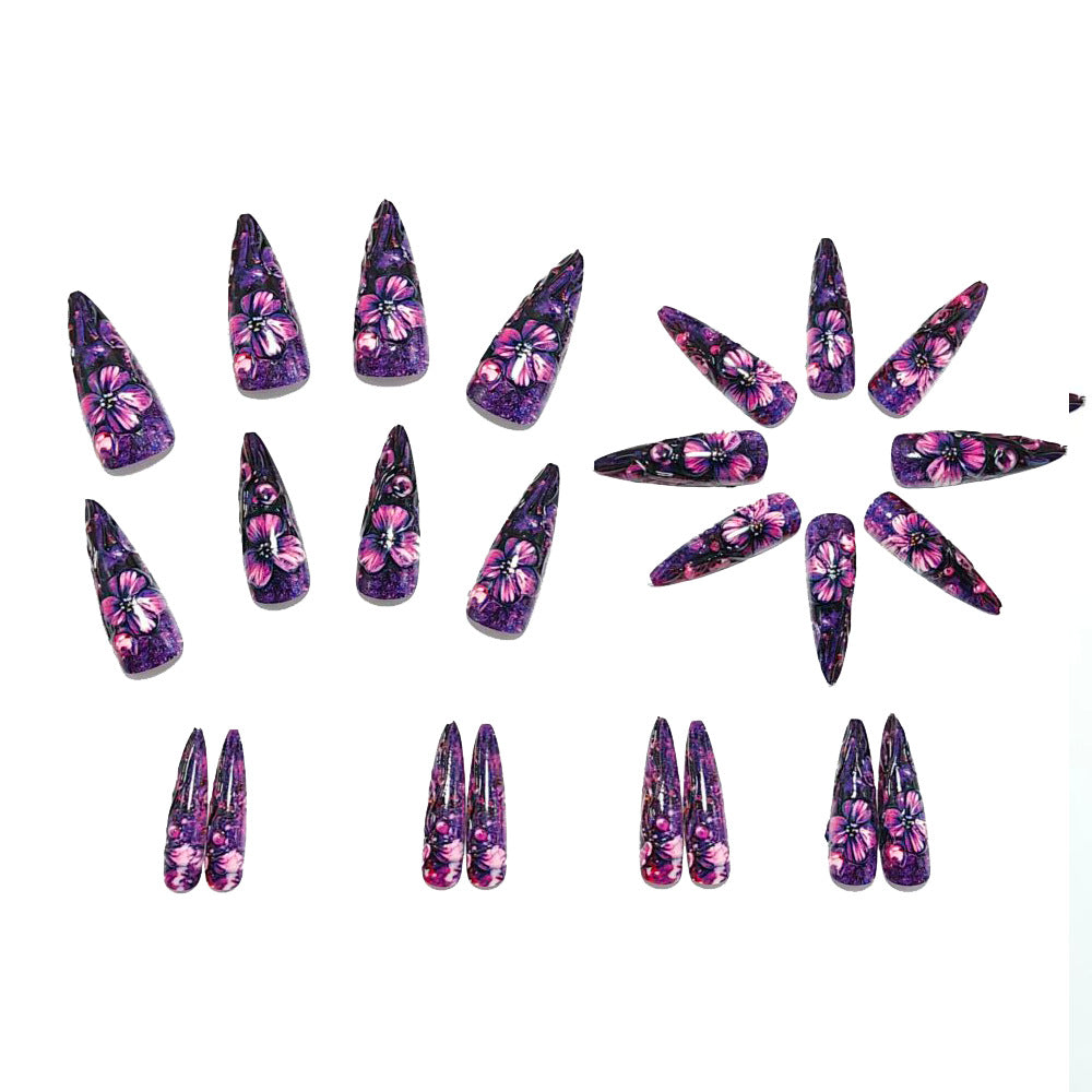 Luxury Flower Design Artificial Nails Kalsten