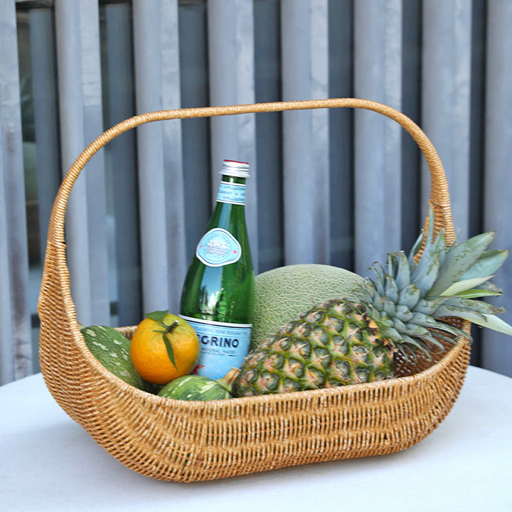 Handcrafted Curved Woven Storage Basket Kalsten