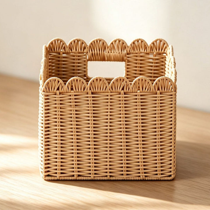Handcrafted storage basket with curved edge Kalsten