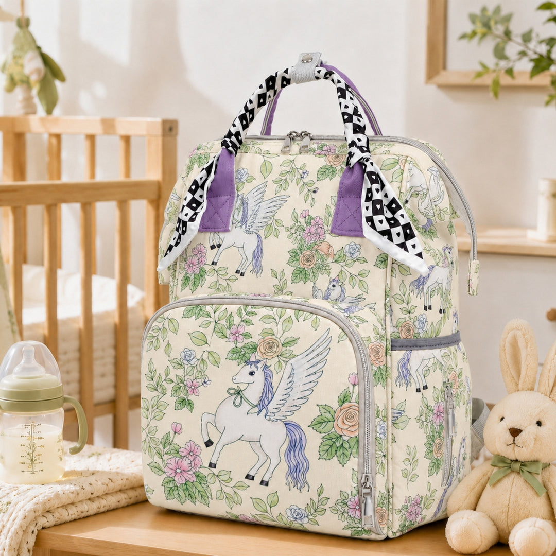 Floral Print Multi-Functional Diaper Backpack Kalsten