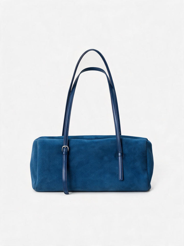 Long-Strap Suede Box Tote Bag