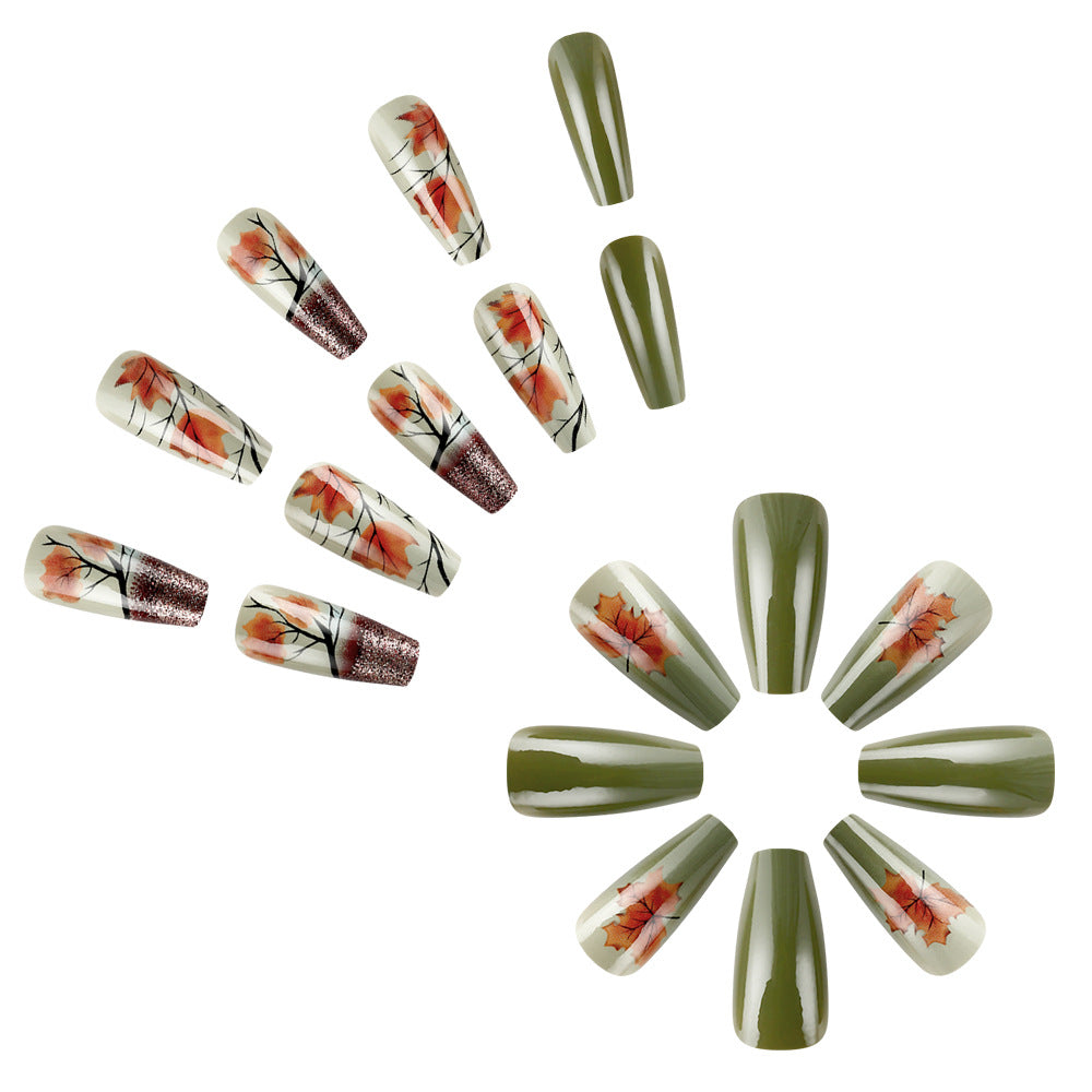 Autumn Leaf-Themed Press-On Nail Art Kalsten