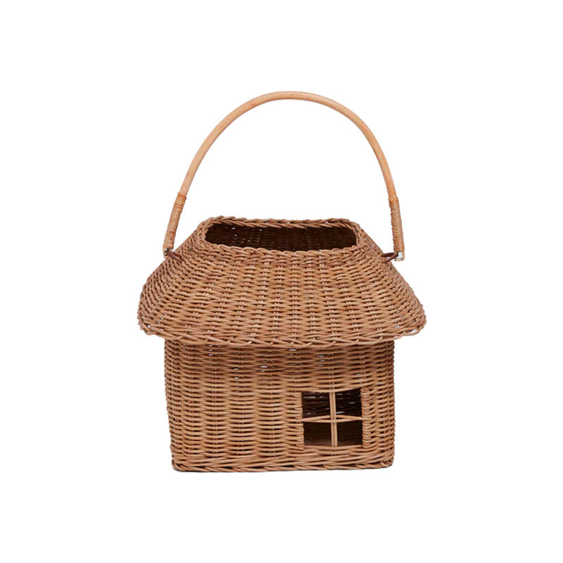 Charming Cottage-Shaped Woven Storage Basket Kalsten