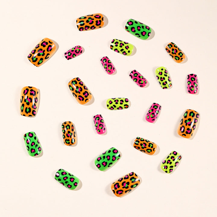 Neon Leopard Print Nail Art Extensions Kalsten