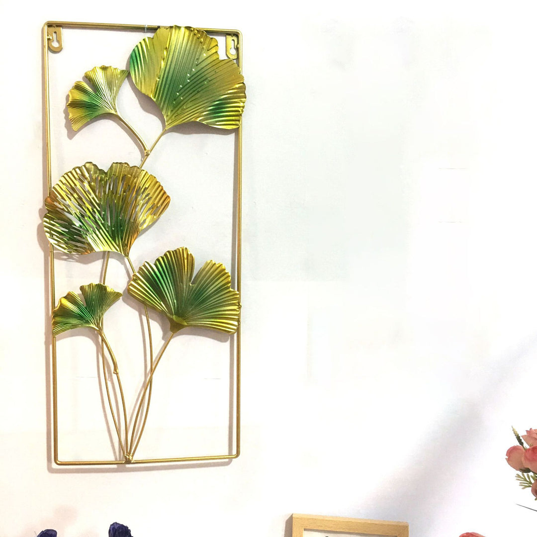 Decorative Metal Wall Art with Tropical Leaf and Mirror Design Kalsten