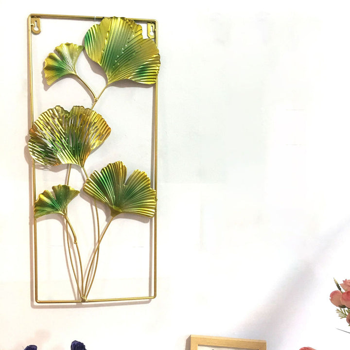 Decorative Metal Wall Art with Tropical Leaf and Mirror Design Kalsten