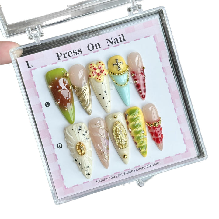 Artistic Handcrafted Press-On Nail Set
