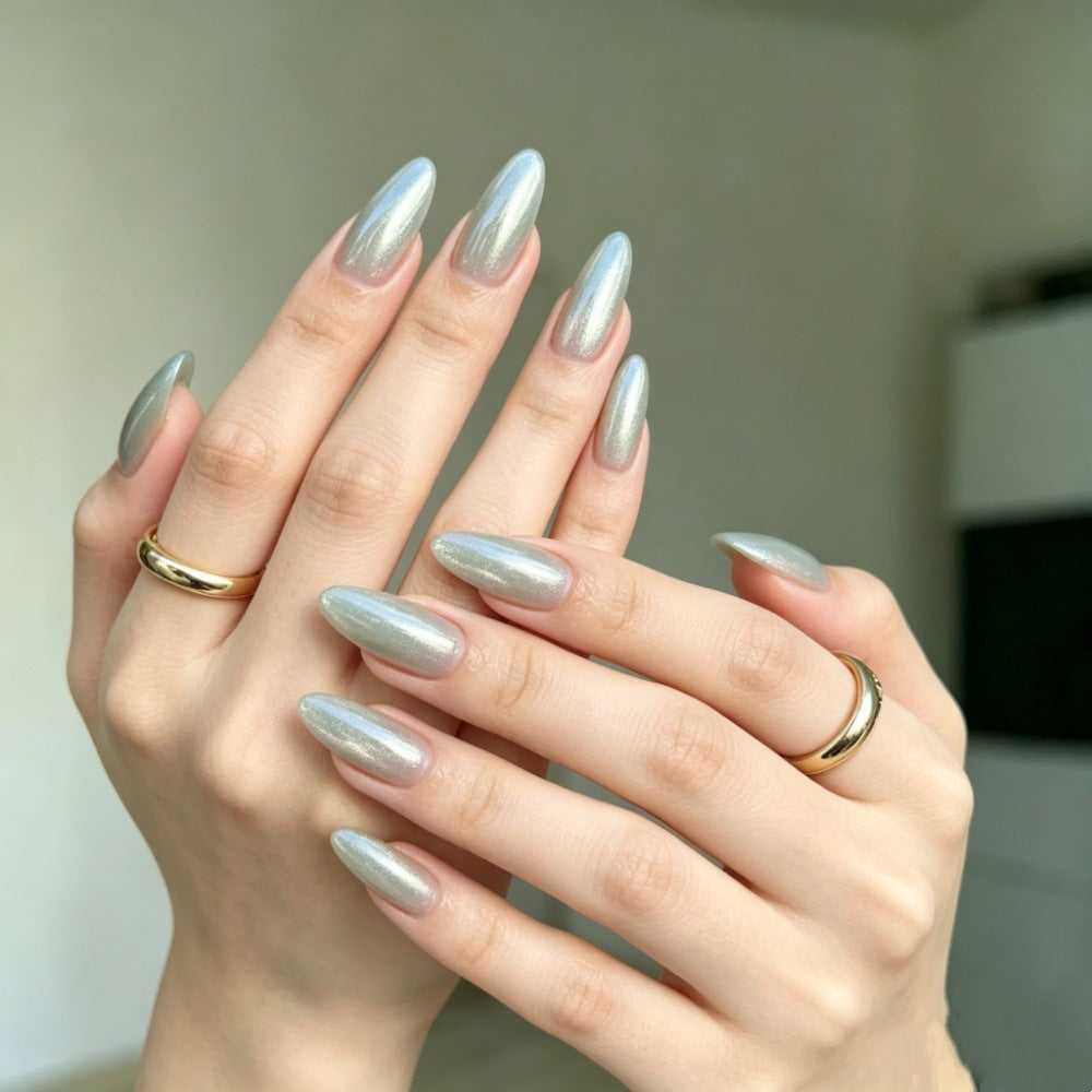 Almond-Shaped Metallic Press-On Nail Set Kalsten