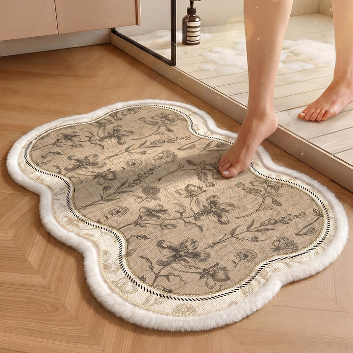 Floral Patterned Area Bath Mat