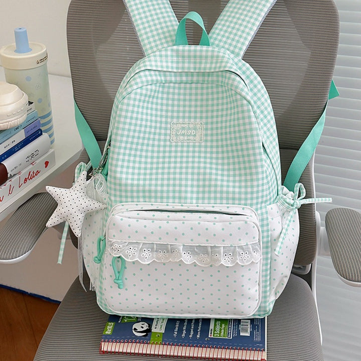 Stylish Gingham Pattern Backpack Kalsten