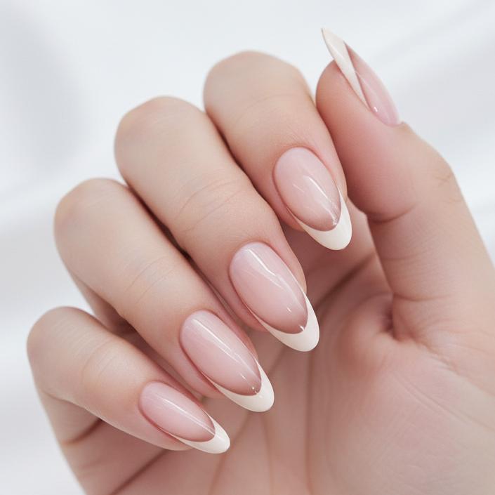 French Tip Almond-Shaped Press-On Nails Kalsten