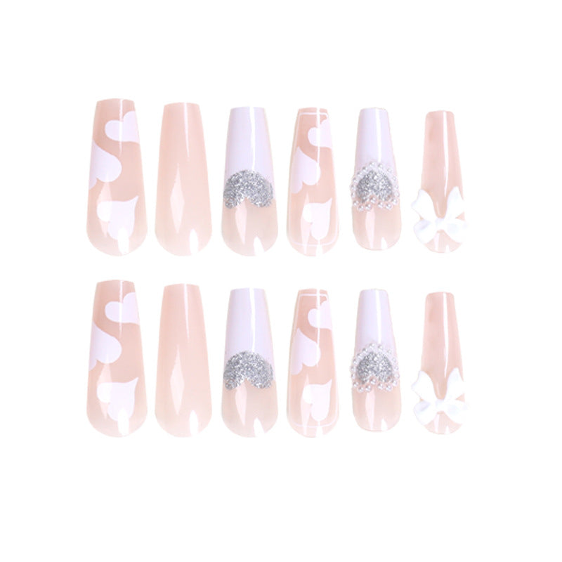 Artificial nail extensions with elegant floral design Kalsten