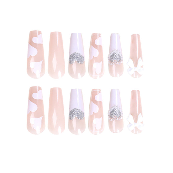 Artificial nail extensions with elegant floral design Kalsten