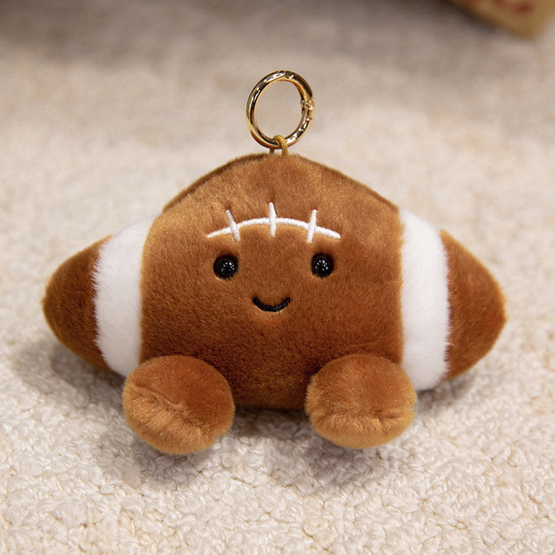 Plush Star-Shaped Keychain Charm with Embroidered Smile and Metal Ring Kalsten