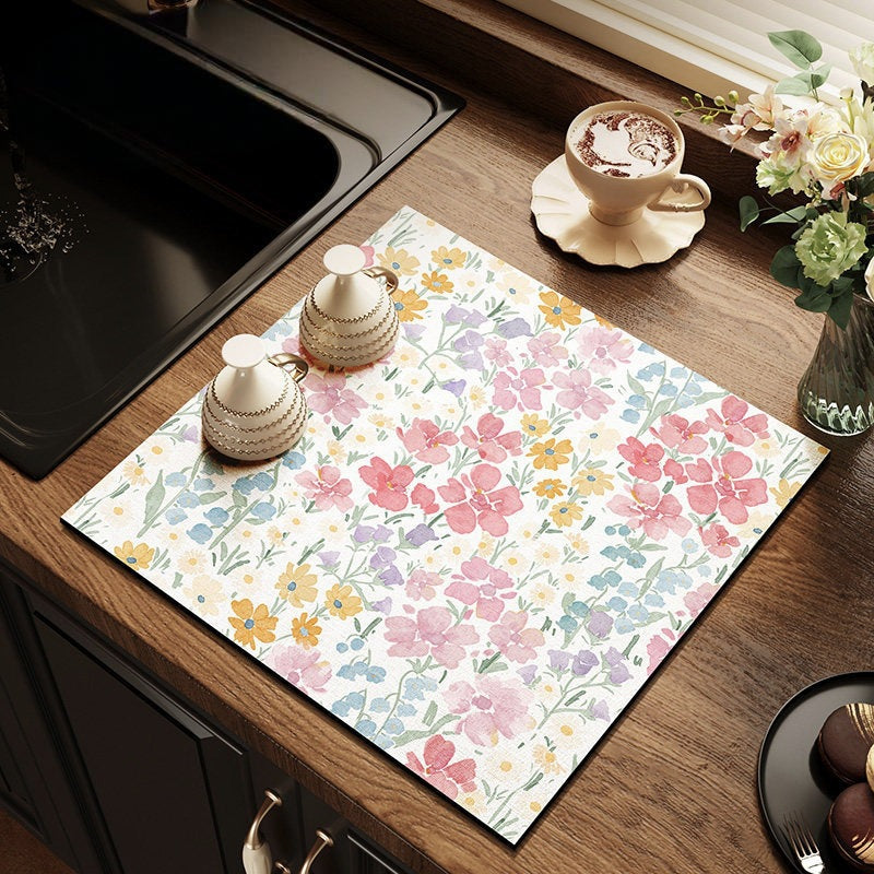 Floral Pattern Kitchen Mat