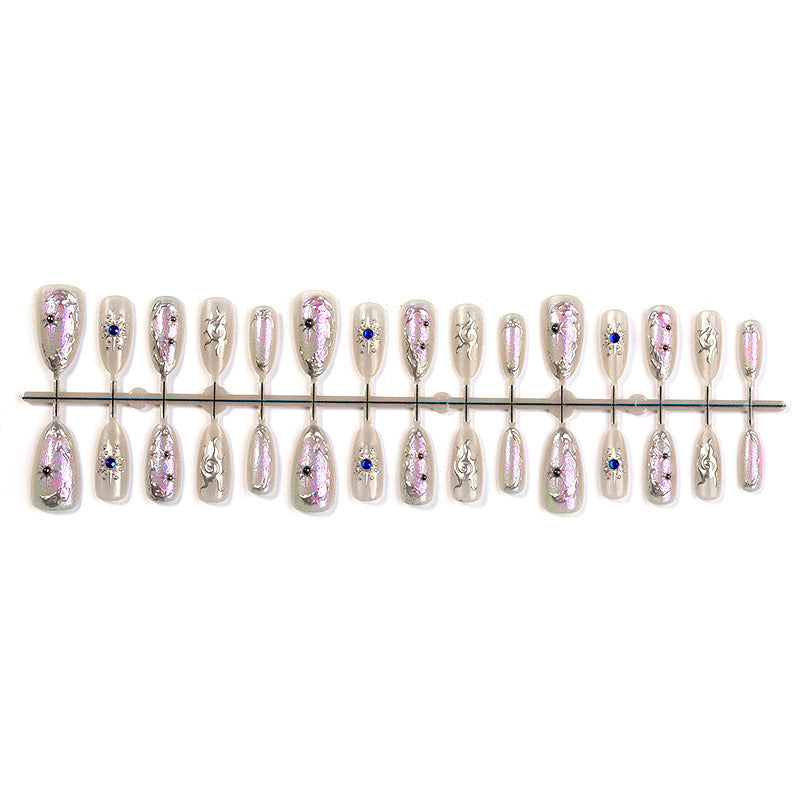 Acrylic nail set with holographic accents and elegant embellishments Kalsten