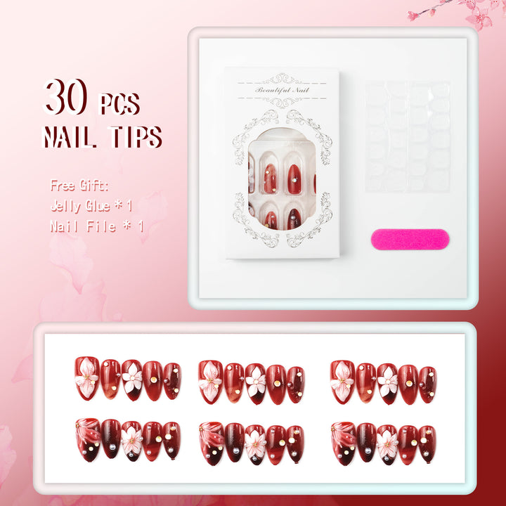 Elegant artificial nails with floral accents Kalsten