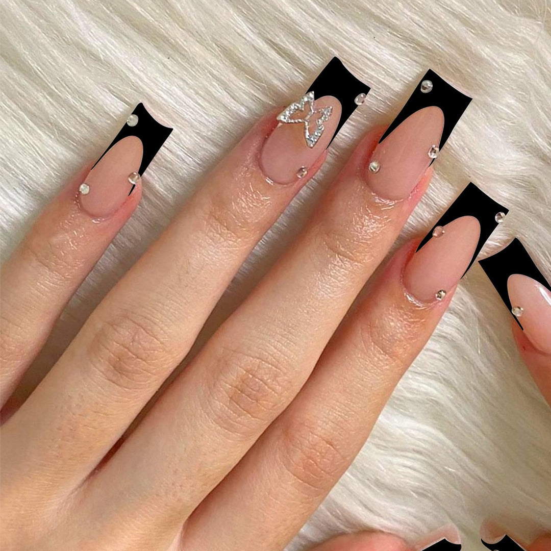 Acrylic nail set with elegant rhinestone details and modern designs Kalsten