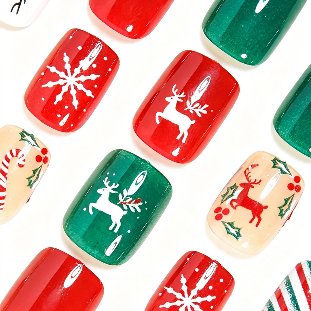 Festive Holiday-Themed Press-On Nail Art Kalsten