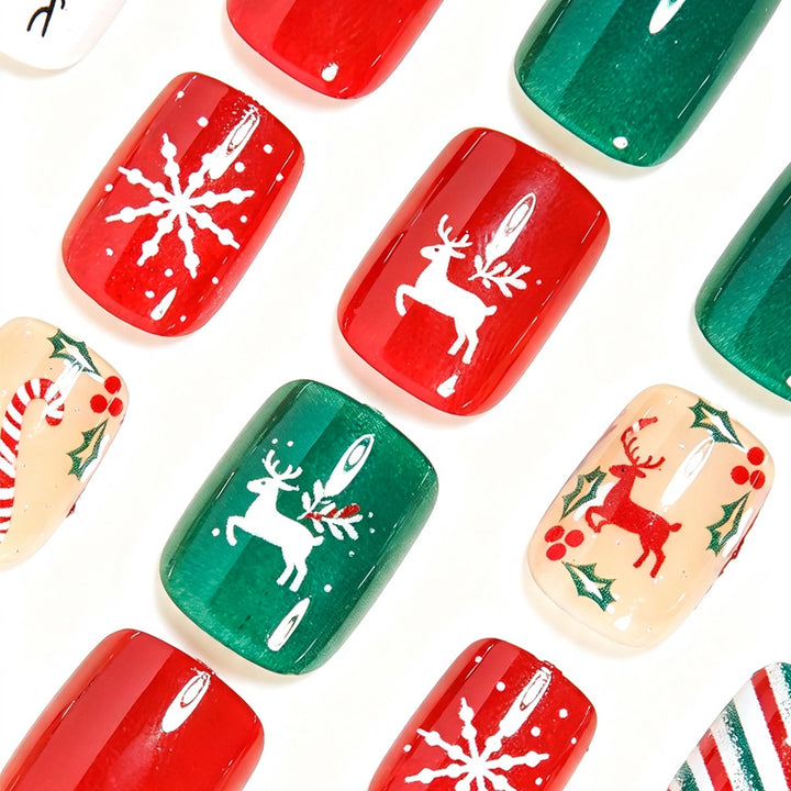 Festive Holiday-Themed Press-On Nail Art Kalsten