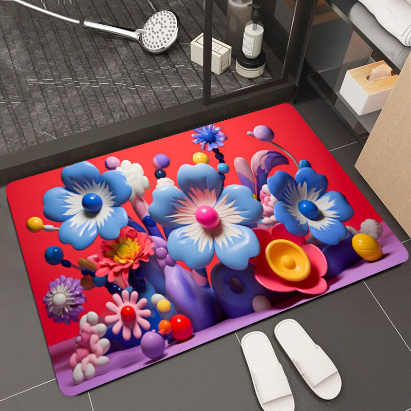 Floral Design Memory Foam Bath Mat Kalsten
