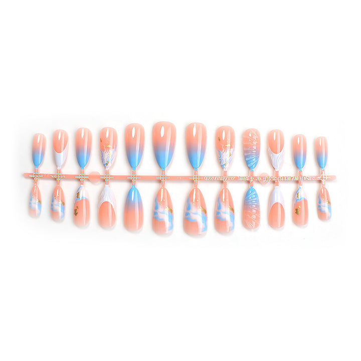 Marble Effect Pointed Press-On Nail Set