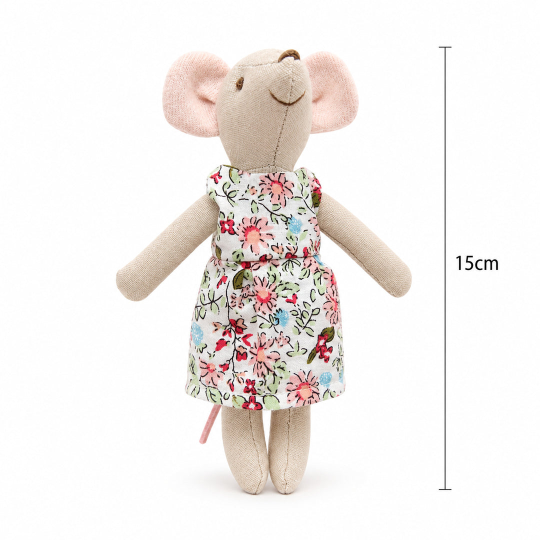 Handcrafted Organic Cotton Striped Mini Plush Mouse Toy