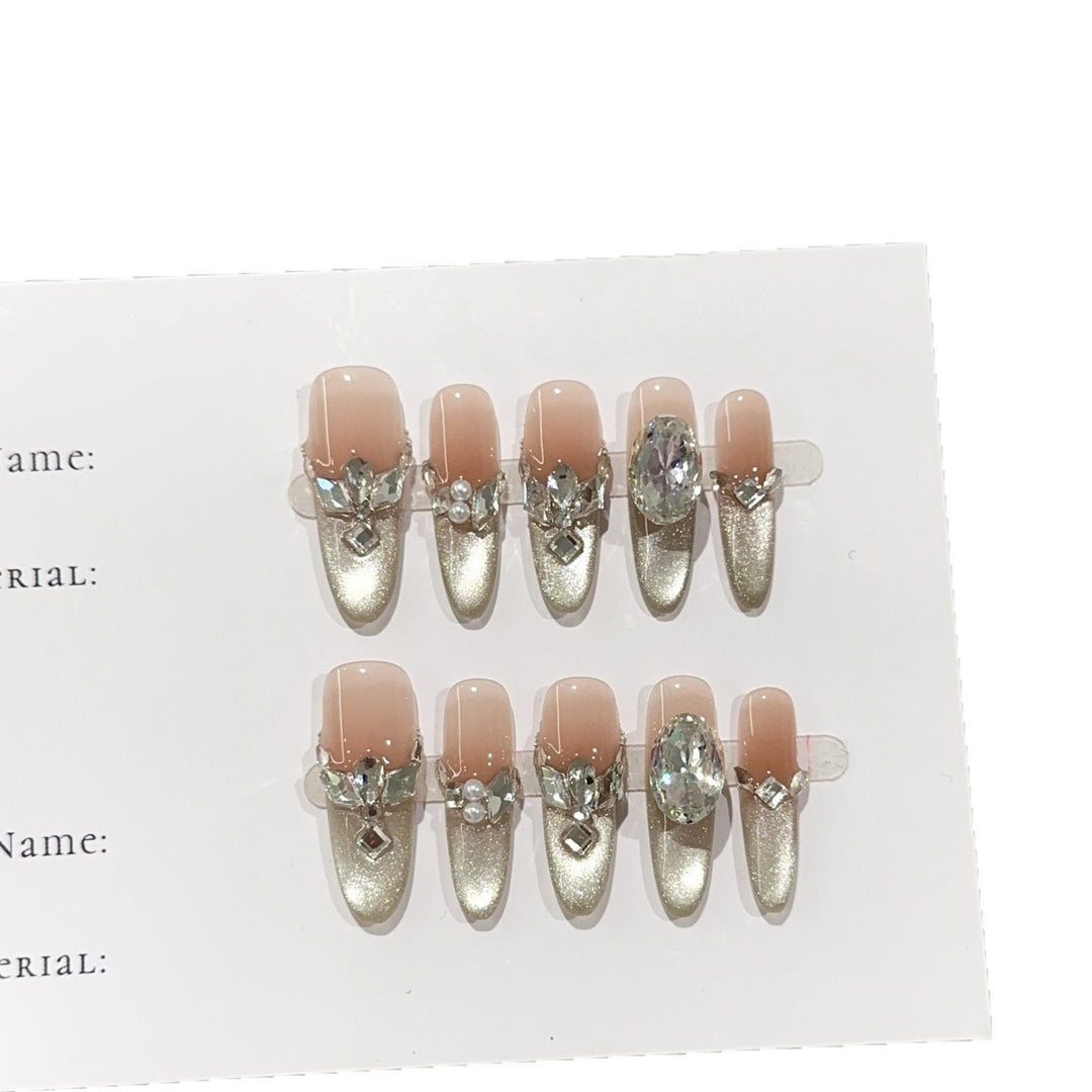Sparkling Rhinestone-Embellished Press-On Nail Set