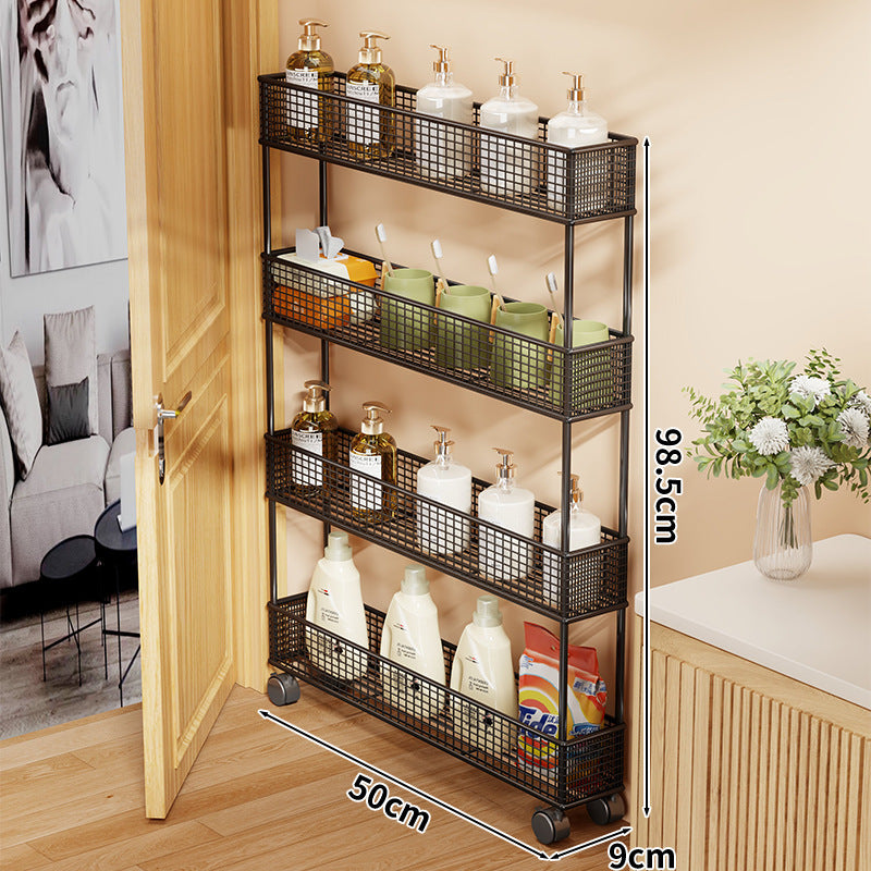 Slim Narrow Pull-Out Mesh Storage Organizer for Cabinet and Door Gap