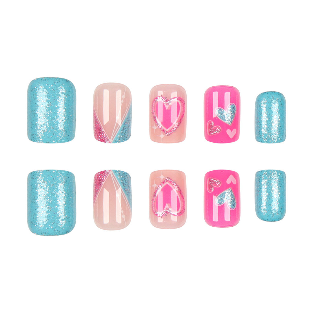 Heart-Decorated Press-On Nail Art Kalsten