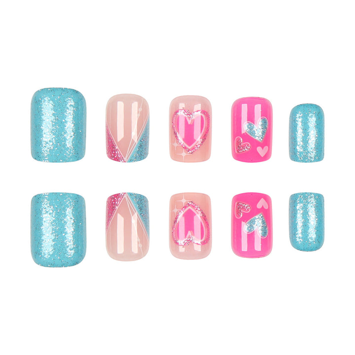Heart-Decorated Press-On Nail Art Kalsten