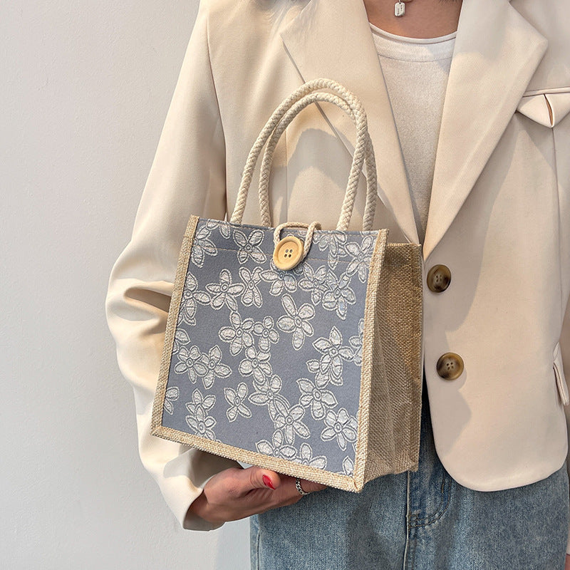 Elegant Floral Embroidered Tote