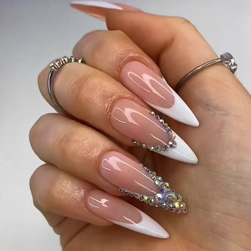 Artificial nail set with glamorous rhinestone decorations and elegant tips Kalsten