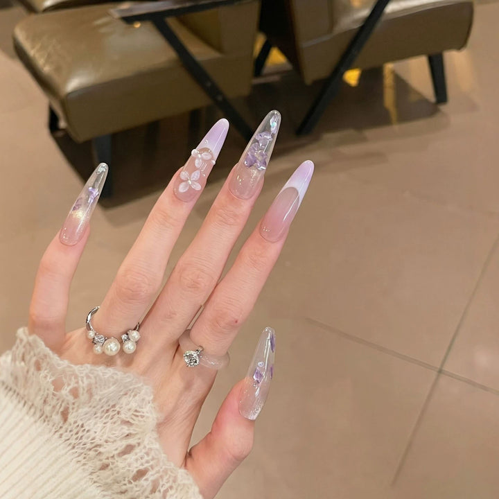 Floral-Inspired Stiletto Press-On Nail Design Kalsten