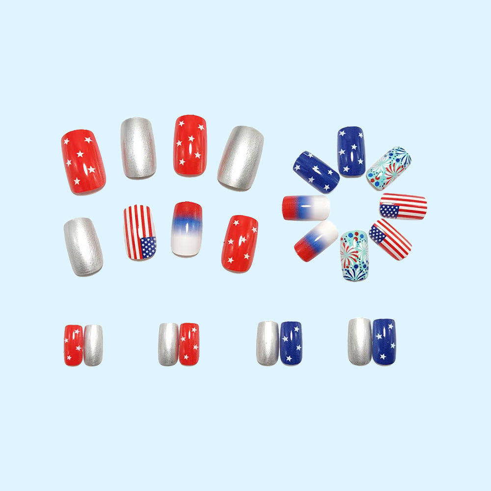 Creative art nail design in patriotic style Kalsten