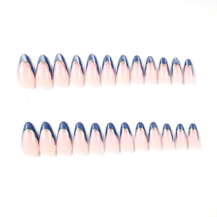 Elegant French Tip Blue Ombre Nail Enhancements Kalsten
