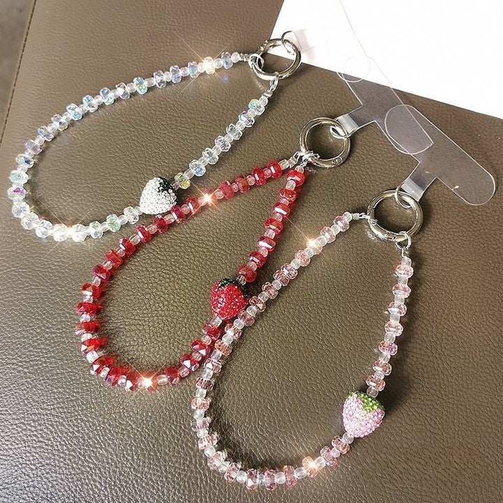 Strawberry-Themed Beaded Charm Keychain Kalsten