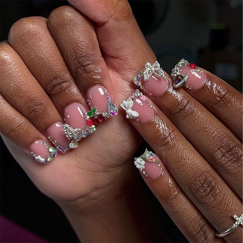 Acrylic nail set with sparkling 3D elements Kalsten