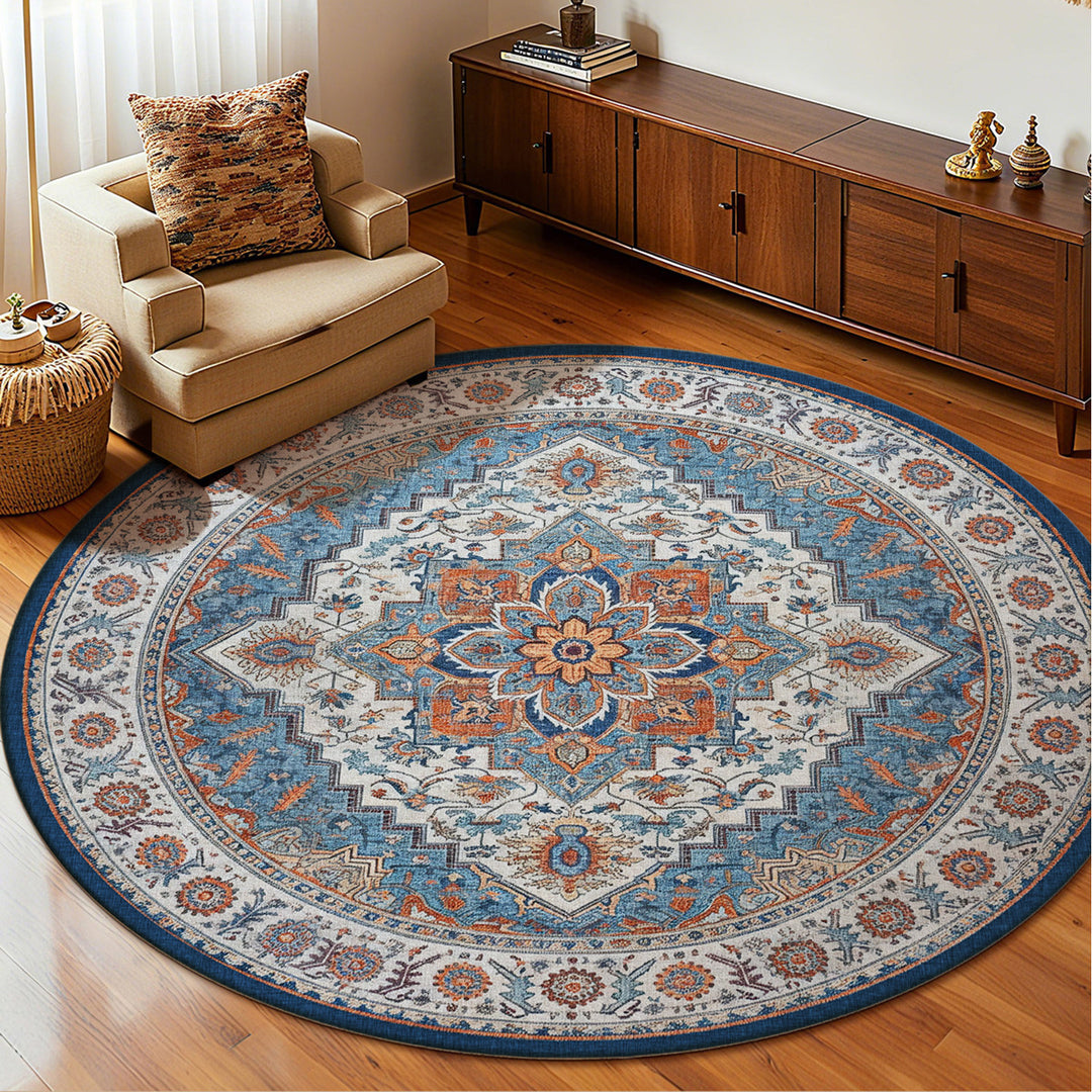 Vintage-Inspired Round Area Rug